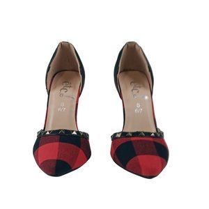 Rue21 etc Red plaid heels size 6/7